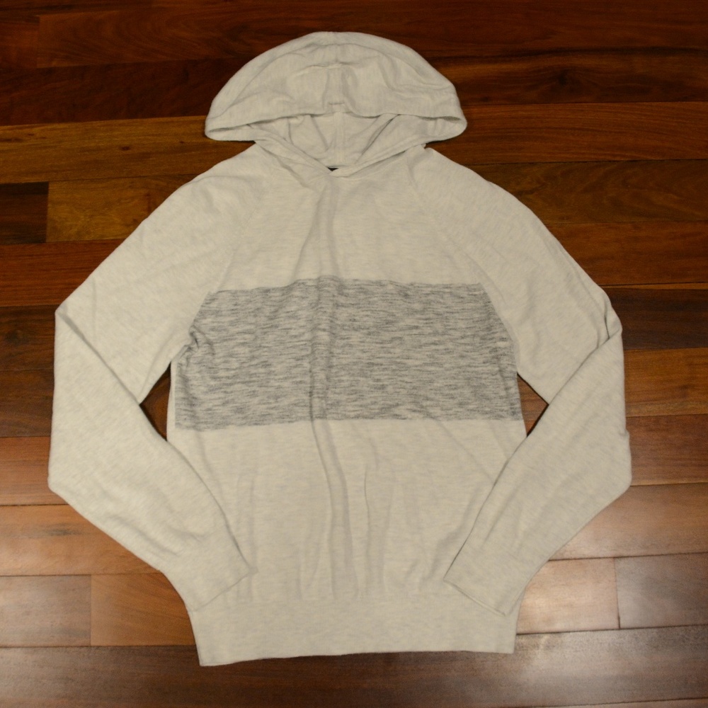 Banana Republic White and Grey Hooded Sweater